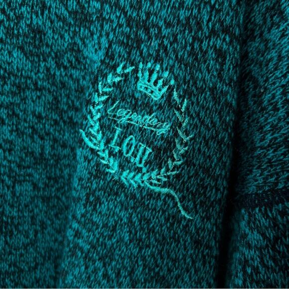 I.O.U. Already A Legend Legendary Vintage Teal Knit Sweater Mens Size Medium - Picture 3 of 5